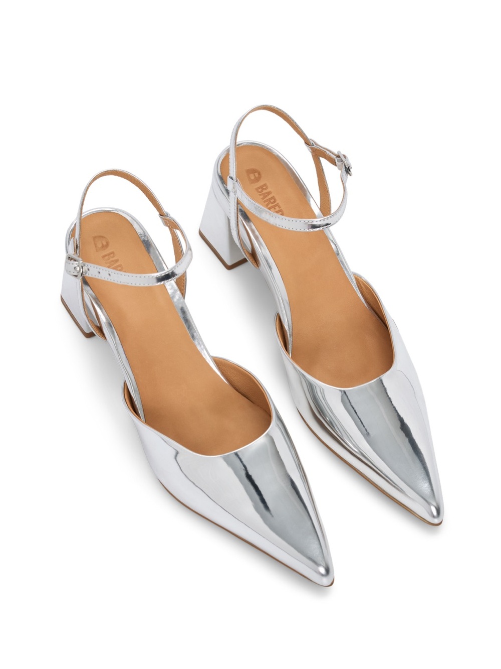 BARED FOOTWEAR calandra silver block heel